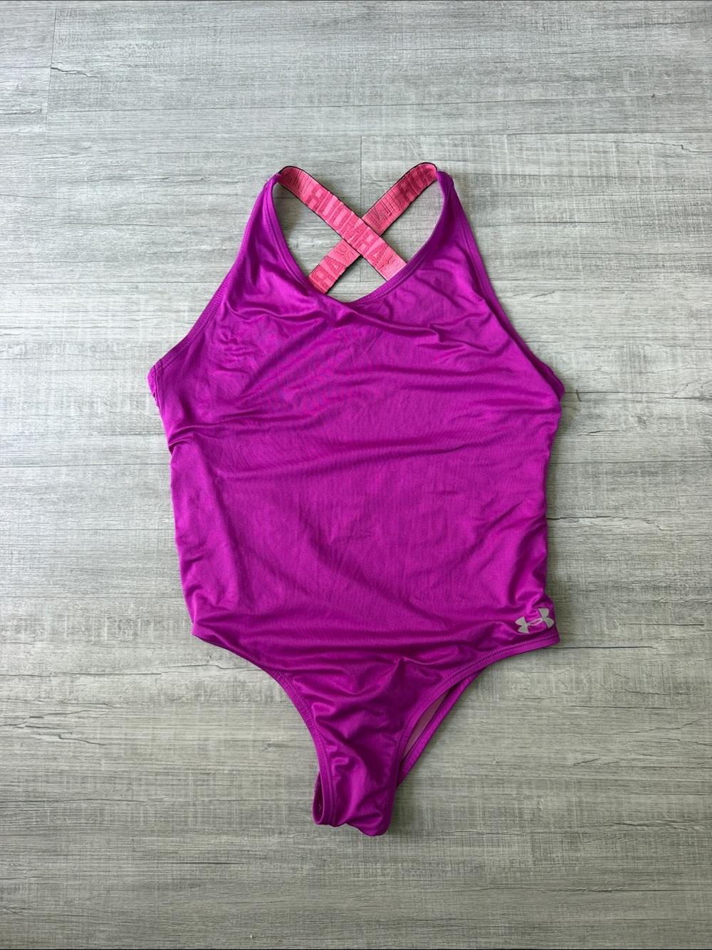 Under Armour Women's Magenta One-Piece Swimsuit with Crisscross Straps